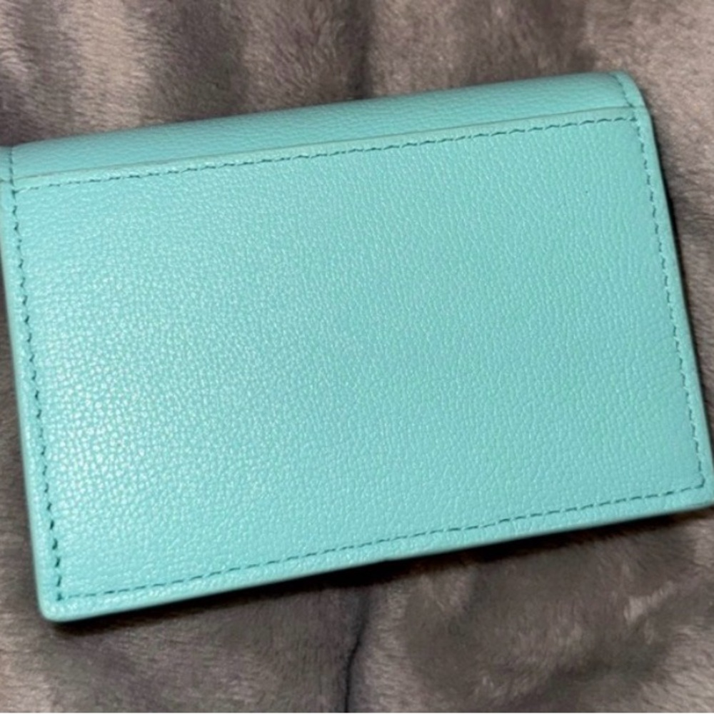 Tiffany & Co. Robin's Egg Blue Leather Card Case with Silver Hardware - Picture 3 of 4